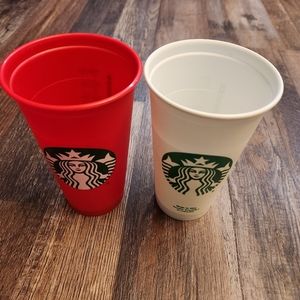 Starbucks Red and White Reusable Cups